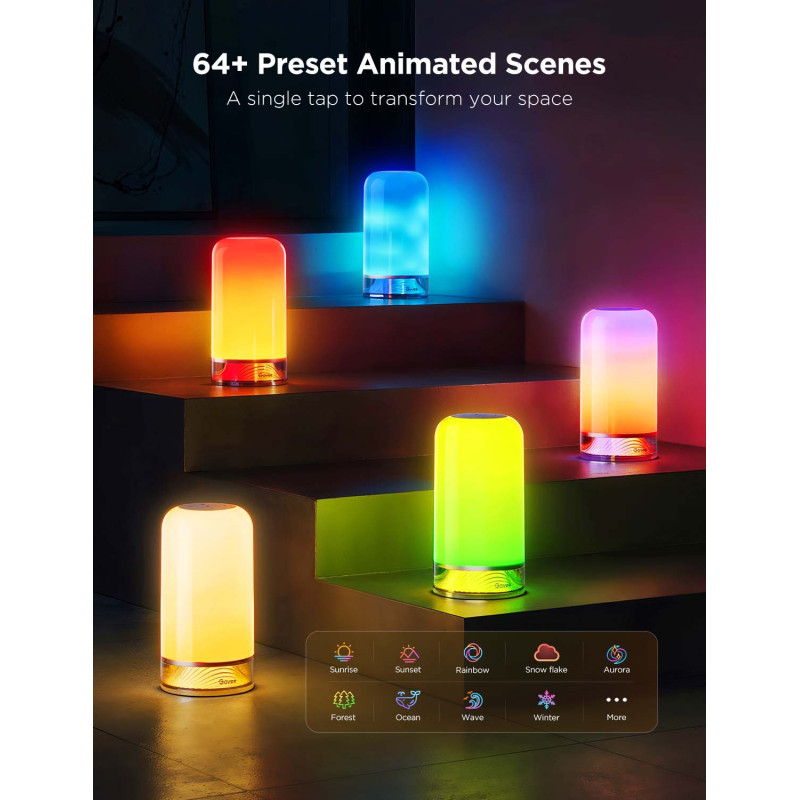 Govee Настільний світильник розумний H6022 Table Lamp 2, RGBICWW, WI-FI/Bluetooth, білий