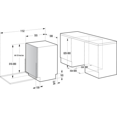 Gorenje Посудомийна машина вбудовувана, 16компл., A++, 60см, AquaStop, автоматичне відчинення, сенсорн.упр, 3и кошики, білий
