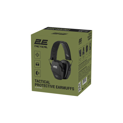 2E Tactical Тактичні захисні навушники Defence Black NRR: 25 dB, пасивні