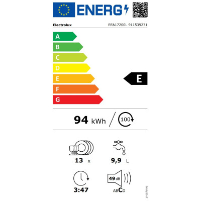 Electrolux Посудомийна машина Electrolux вбудована, 13компл., E, 60см, інвертор, чорний