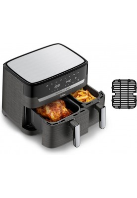 Tefal Мультипіч Dual EasyFry&Grill AirFryer, 2700Вт, чаша-5.2+3.1л, сенсорне керув., 2 чаши, гриль, пластик, чорний