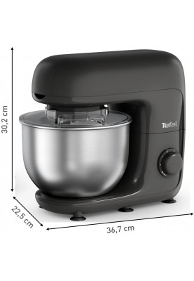 Tefal Кухонна машина Bake Essential 800Вт, чаша-метал, корпус-метал/пластик, насадок-4, чорний