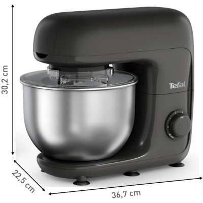 Tefal Кухонная машина Bake Essential 800Вт, чаша-метал, корпус-метал/пластик, насадок-4, чорний