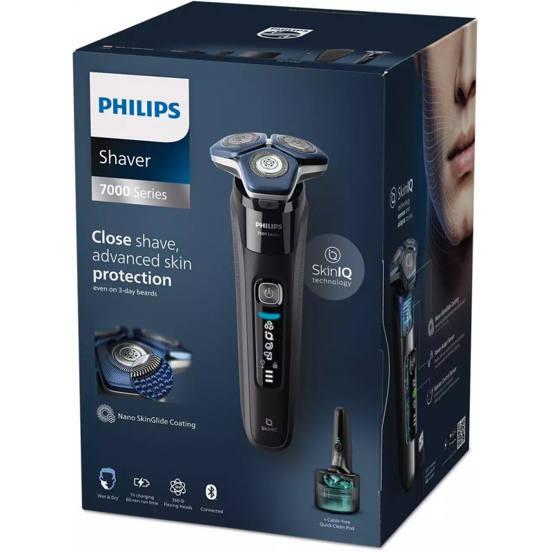 Philips Бритва електр. роторна Series 7000, бритв.головок-3, Li-Ion, сух.+волог., тример, чорний