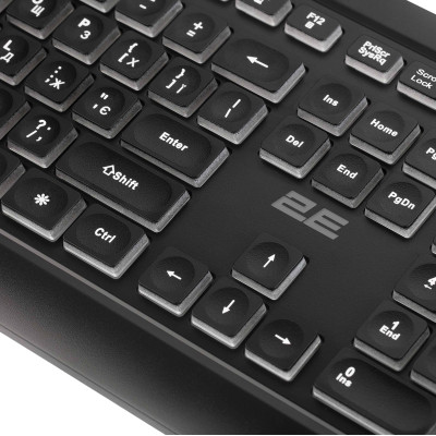 2E Клавіатура мембранна KS120 104key, USB-A, EN/UK, White LED, чорний