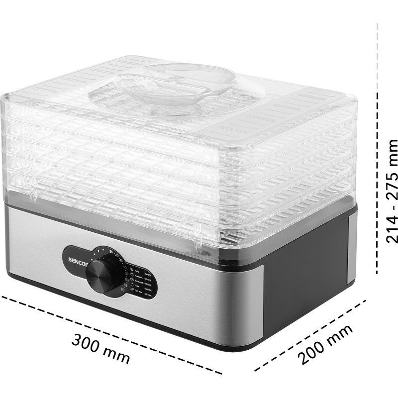 Sencor Сушка для продуктів SFD950SS, 240Вт, 5 піддонів