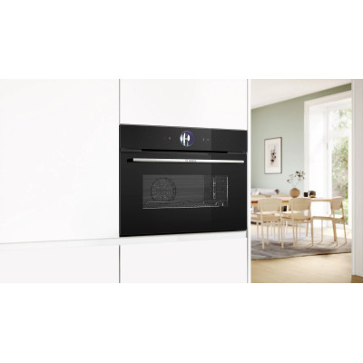 Bosch Духова шафа електрична компактна, 47л, A+, пара, дисплей, конвекція, чорний