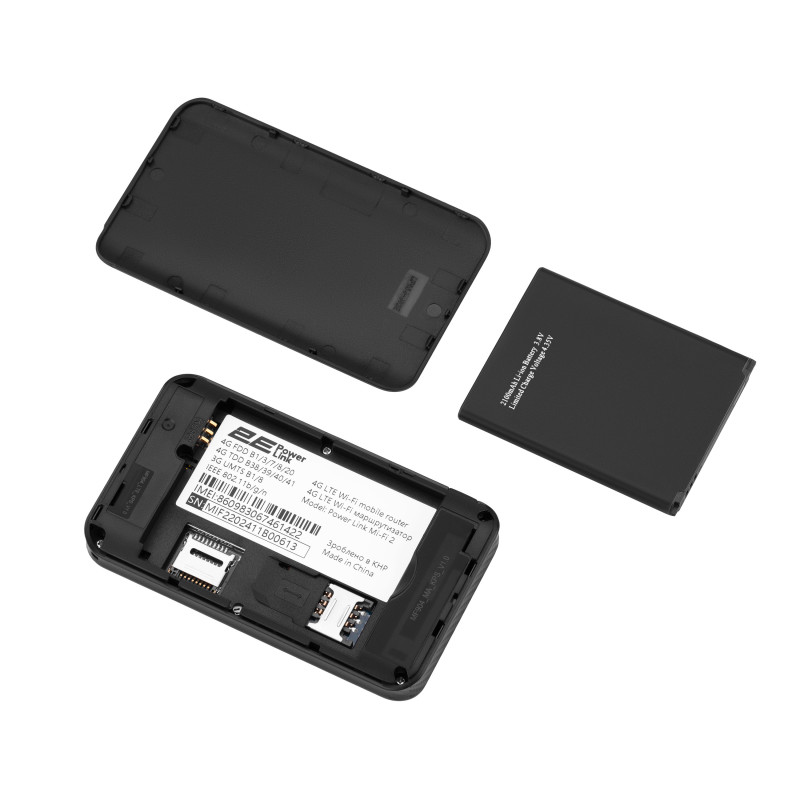 2E Мобільний маршрутизатор PowerLink (MiFi-2) LTE, Wi-Fi4, 1xType-C, 1xCRC9, 2100мА•год чорний