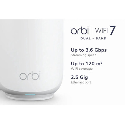 NETGEAR Система WiFi-Mesh Orbi RBE370 сателіт, BE5000, білий
