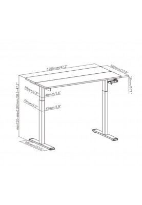 2E Стіл комп'ютерний CE120W-MECHANIC з регулюванням висоти