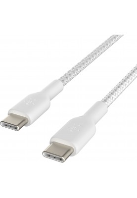 Belkin Кабель USB-C > USB-C заряджання/синхронізації 2м, 60Вт, Type-C, плетен, білий