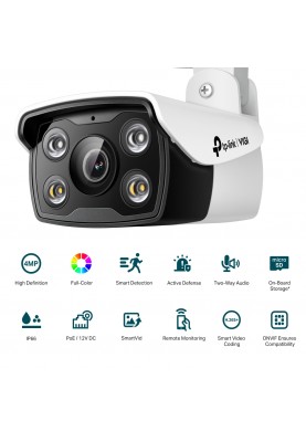TP-Link IP-Камера VIGI C340-4, PoE, 4Мп, 4 мм, H265+, IP66, Bullet, кольорове нічне бачення, зовнішня