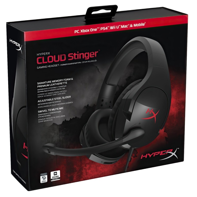 HyperX Гарнiтура ігрова Cloud Stinger, mini-jack/dual 3.5мм, 1.3м/1.7м, чорно-червоний