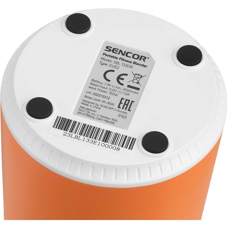 Sencor Блендер портативний для смузі 150Вт, чаша-500мл, USB-C,  біло-помаранчевий