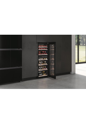 Haier Холодильник Haier для вина, 127x49.7х58.5, мороз.відд.-190л, зон - 2, бут-77, ST, дисплей, чорний