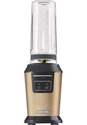 Sencor Блендер для смузі стаціонарний, 800Вт, 2 ємності, чаша-600мл, титанові леза, вакуумні кришки, золотий