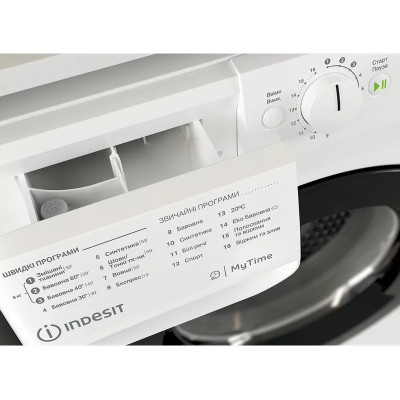 Indesit Пральна машина фронтальна, 6кг, 1200, A+++, 43см, дисплей, інвертор, люк чорний, білий