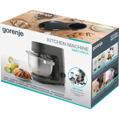 Gorenje kitchen machine 1000W, cup-iron, case-iron, nozzles-7, silver+black
