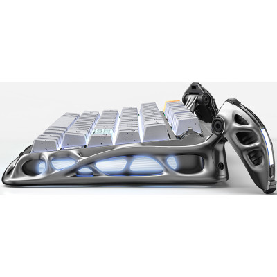 GravaStar Клавіатура механічна GravaStar Mercury K1 Pro 80keys, GravaStar x Kailh Speedy Mint, EN/UKR, BT/WL/USB, сірий