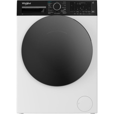 Whirlpool Пральна машина фронтальна, 8кг, 1400, C, 55см, дисплей, пара, інвертор, люк чорний, білий