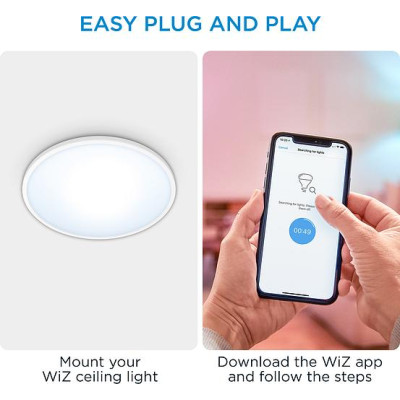 WiZ Світильник стельовий розумний SuperSlim Ceiling, 16W, 1500lm, 29,2см, 2700-6500K, Wi-Fi, білий