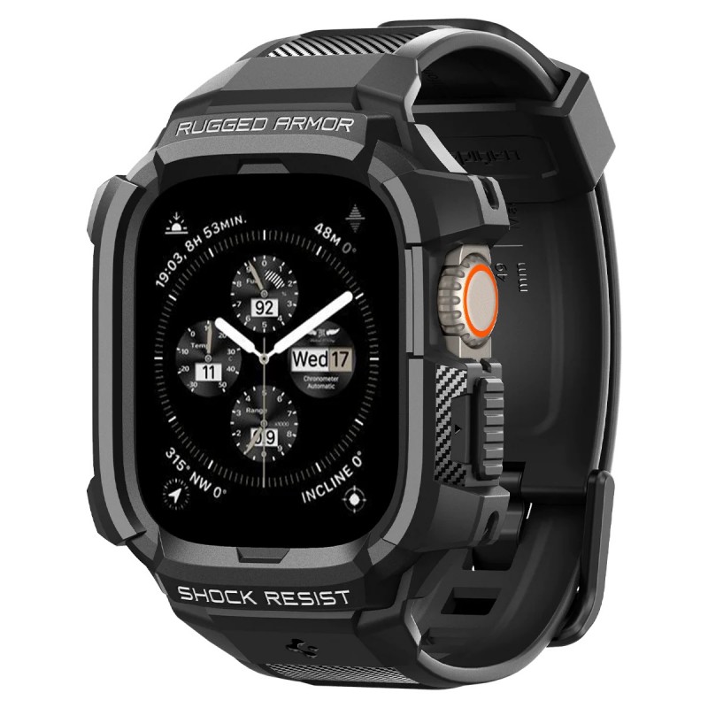 Spigen Чохол та ремінець 2в1 для Apple Watch Ultra 49mm Rugged Armor Pro, Black