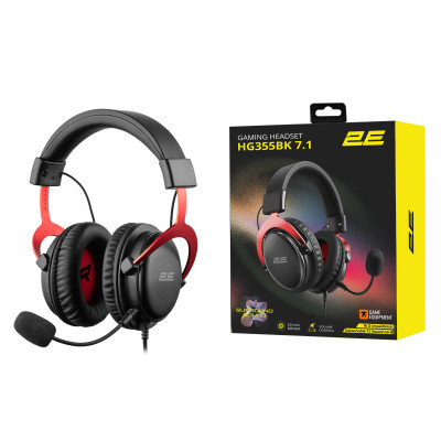 2E Gaming Гарнітура ігрова HG355, 7.1, mini-jack/dual 3.5мм/USB-A, 1.5/1.5/0.2м, чорний