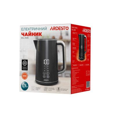ARDESTO Електрочайник AEKL-X53E/1.7 л/2200 Вт/подвійні стінки/LED дисплей/Otter контроль/чорний