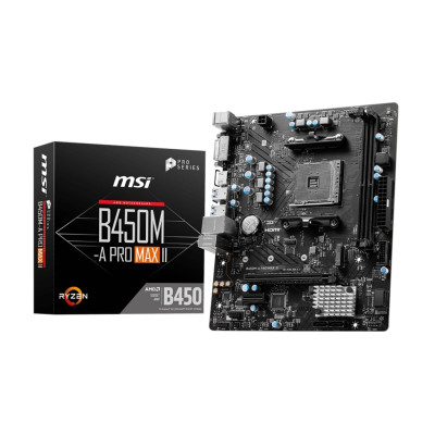 MSI Материнcька плата B450M-A PRO MAX II sAM4 B450 2xDDR4 HDMI DVI mATX