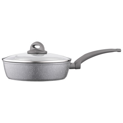 ARDESTO Сковорідка Gemini Gourmet з кришкою 24 см, сірий мармур, алюміній