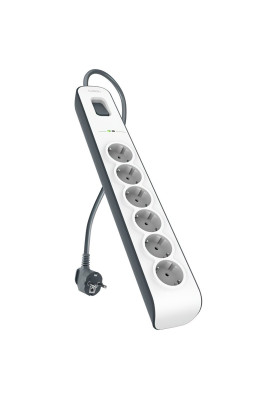 Belkin Підовжувач-фільтр мережевий 6хТип F, 3x1.5мм кв, 16А, з захистом від перенапруги, 2м, білий