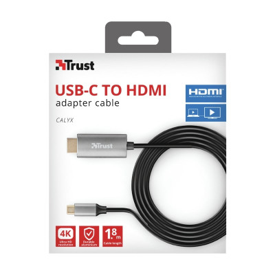 Trust Calyx USB-C to HDMI 1.8м BLACK Trust Calyx USB-C to HDMI 1.8м BLACK
