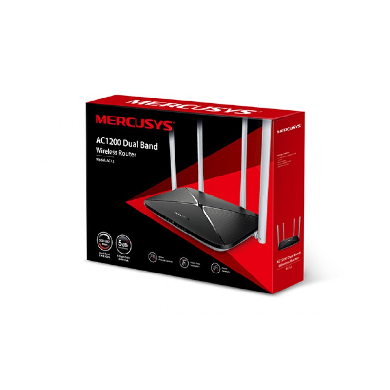 Mercusys Маршрутизатор AC12 v2 AC1200 4xFE LAN 1xFE WAN