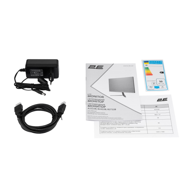 2E Монітор 21.5" A2222B D-Sub, HDMI, MM, VA, 75Hz