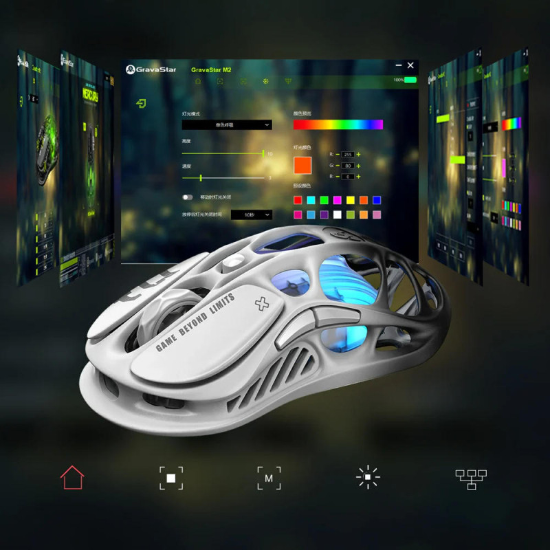 GravaStar Миша Mercury M1 Pro, BT/WL/USB-A, RGB, чорно-білий