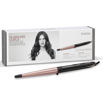 BaByliss Плойка, конусна, 64Вт, темп.режимів-6, D -13-25mm, 160-210С, кераміка, чорно-золотий