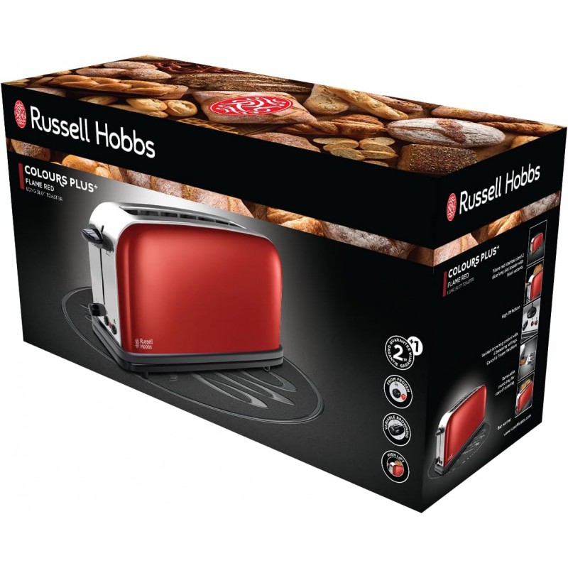 Russell Hobbs Тостер Classic, 1100Вт, метал, довгі слоти, червоний