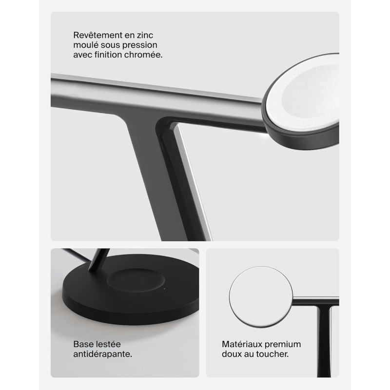 Belkin Зарядний пристрій бездротовий 3в1 Magnetic Pad Qi2 15Вт, чорний