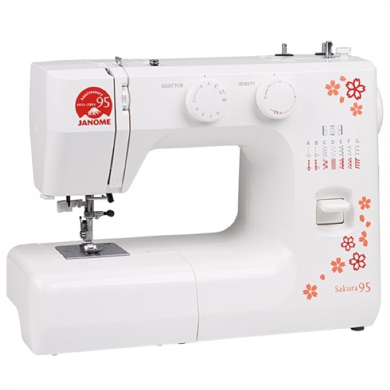 Janome Швейна машина SAKURA95, електромех., 60Вт, 15 шв.оп., петля напівавтомат, білий