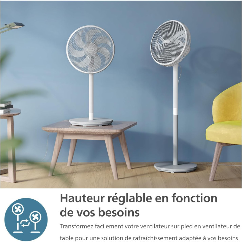 Philips Вентилятор Philips підлоговий Series 2000, 40см, 48Вт, таймер, поворот 180, білий