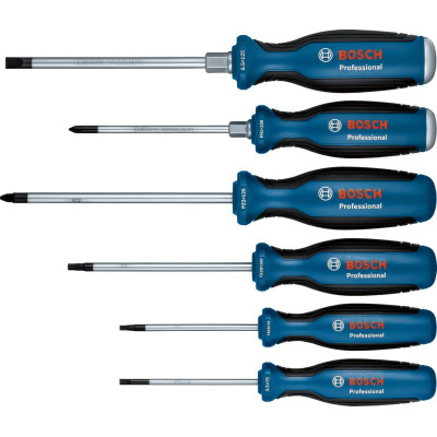Bosch Набір викрутка 6шт, SL 3.5, 6.5 мм, Т15х75мм, Т20х100мм, PH1x100мм, PZ2x125 мм