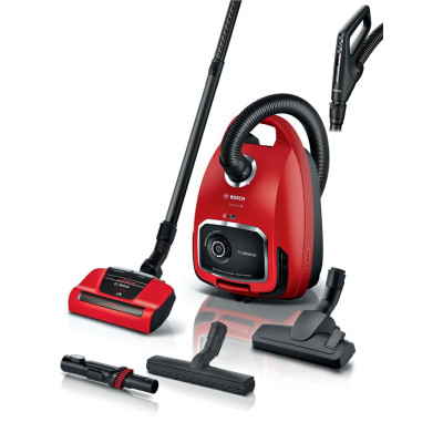 Bosch Пилосос мішковий, 700Вт, 4л, НЕРА13, турбощітка, червоний
