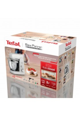 Tefal Кухонная машина Bake Partner 1100Вт, чаша-метал, корпус-пластик, насадок-8, білий