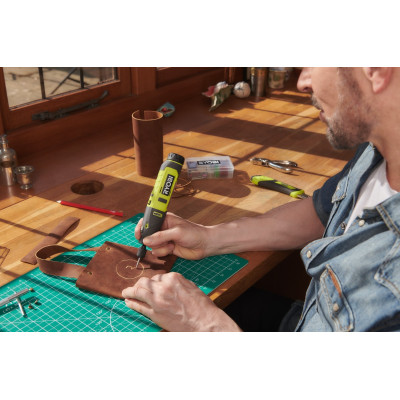 Ryobi Шліфмашина шліфувально-гравірувальна акумуляторна USB Lithium RRT4-120GA15 4В 1х2А·год 15 аксесуарів 0.23кг