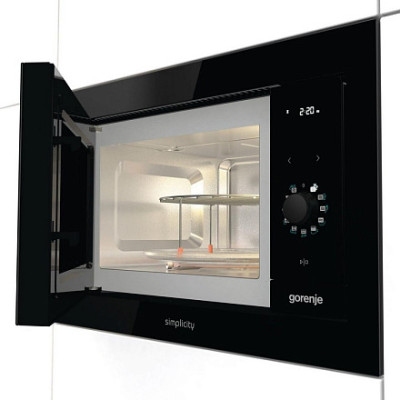 Gorenje Мікрохвільова піч вбудовувана Simplicity, 23л, хутро. кер., 900Вт, гриль, дисплей, чорний