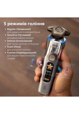 Philips Бритва електр. Series i9000 Prestige Ultra, бритв.головок-3, Li-Ion, сух.+волог., індикатор заряду, твердий чохол, хром