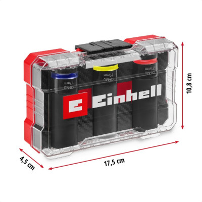 Einhell Набір ударних торцевих головок 80мм 1/2" 3шт кейс 0.78кг Einhell Набір ударних торцевих головок 80мм 1/2" 3шт кейс 0.78кг