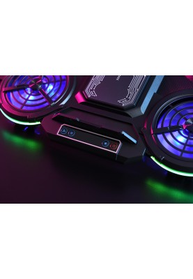 2E Gaming Підставка для ноутбука CPG-008, до 15.6", 2xUSB-A, LCD/phone holder/semiconductor cooling pad, RGB, чорний