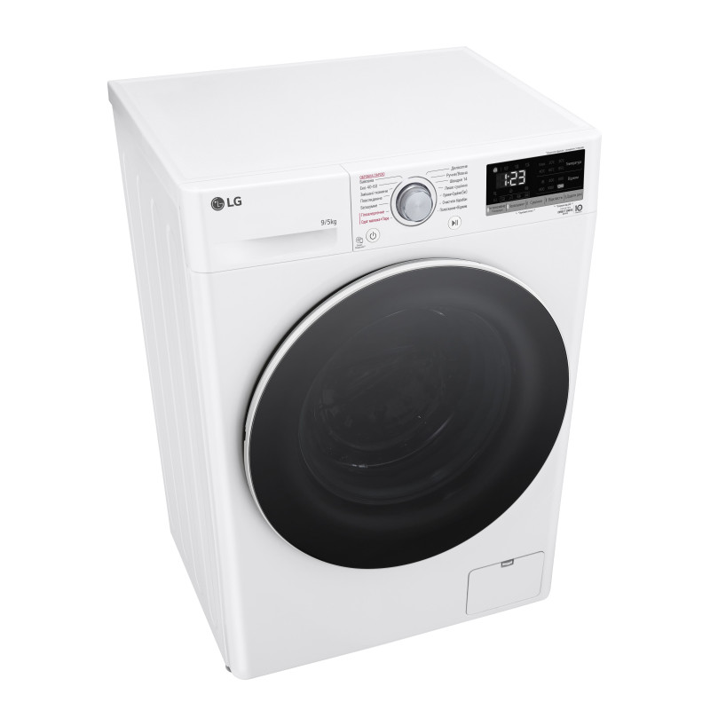 LG Прально-сушильна машина фронтальна, 9(5)кг, 1200, А, 48см, дисплей, пара, інвертор, білий