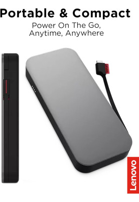 Lenovo Портативний зарядний пристрій Power Bank 20000 mAh, Go USB-C Laptop, Thunder Black